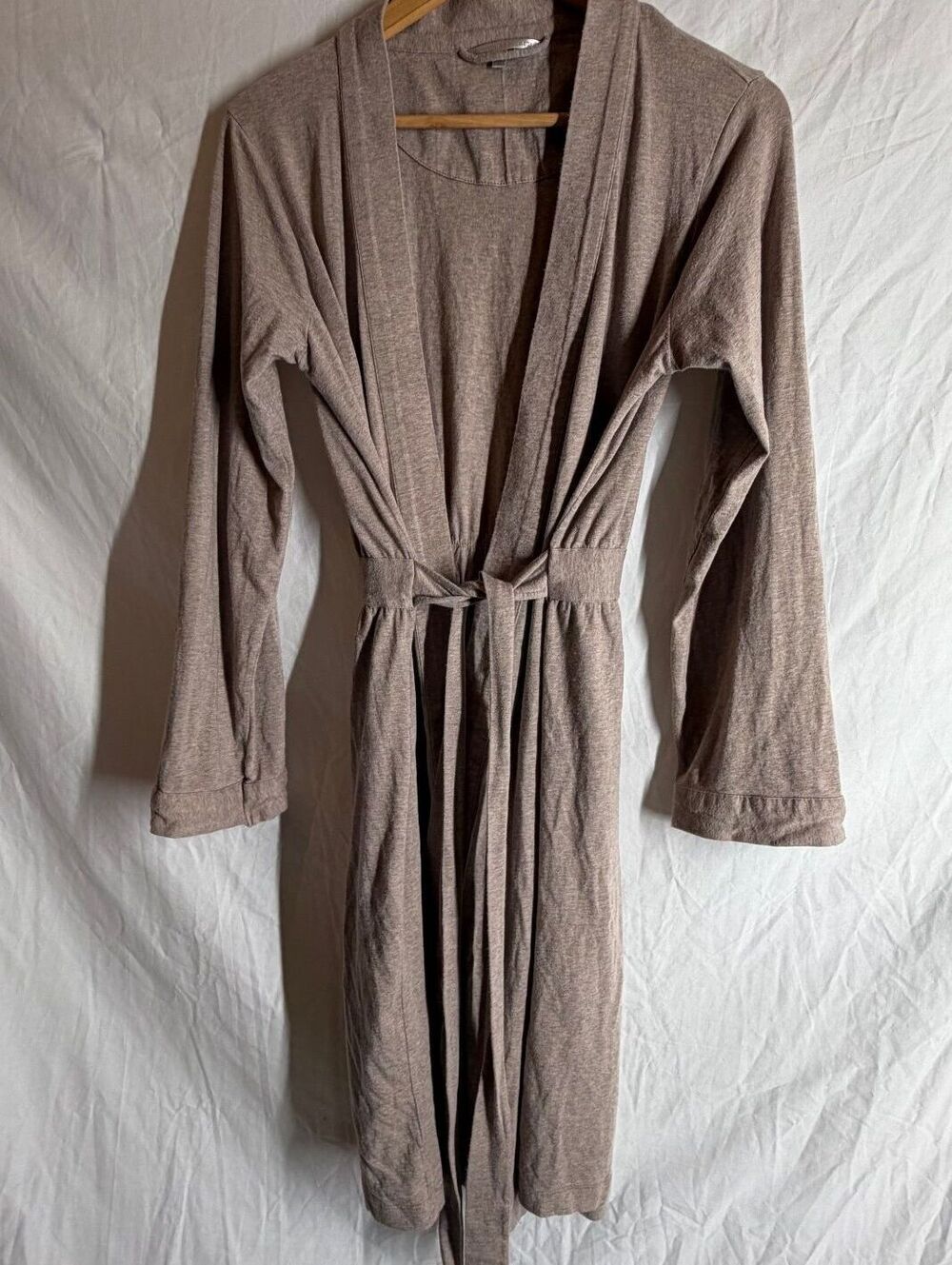 Victoria's Secret Women's Large Taupe Long Sleeve Belted Cotton Robe